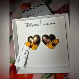 NEW BaubleBar Disney Winnie The Pooh Gold Heart Valentine's Day Stud Earrings
